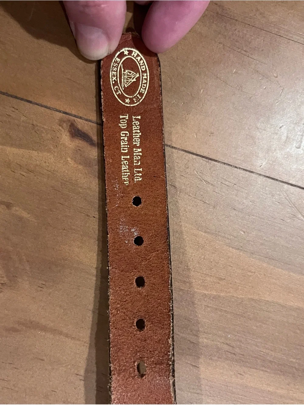 Navy Canvas Ribbon UNC Leather Men's Belt with Brass Buckle